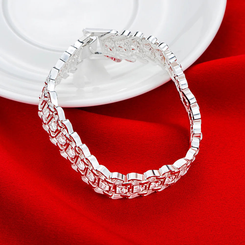 URMYLADY Beautiful Elegant wedding 925 silver women men chain Bracelet high quality fashion classic jewelry wholesale