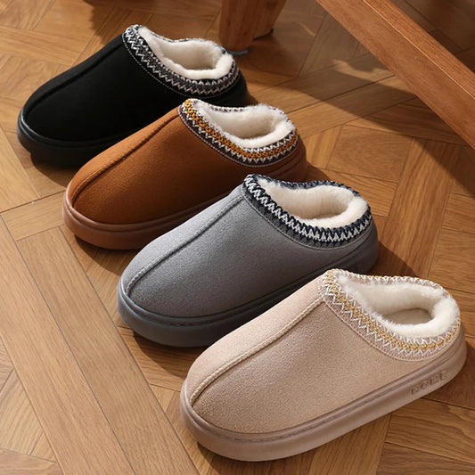 New Fashion Fluffy Platform Slippers for Women Winter Plush Warm