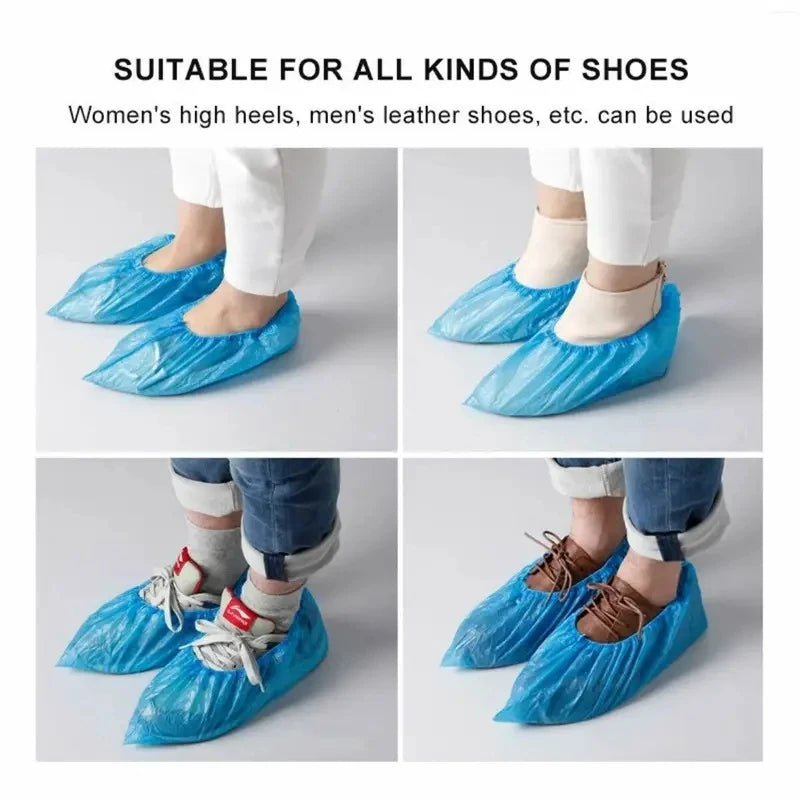 100PCS disposable waterproof shoe cover plastic non-slip foot cover