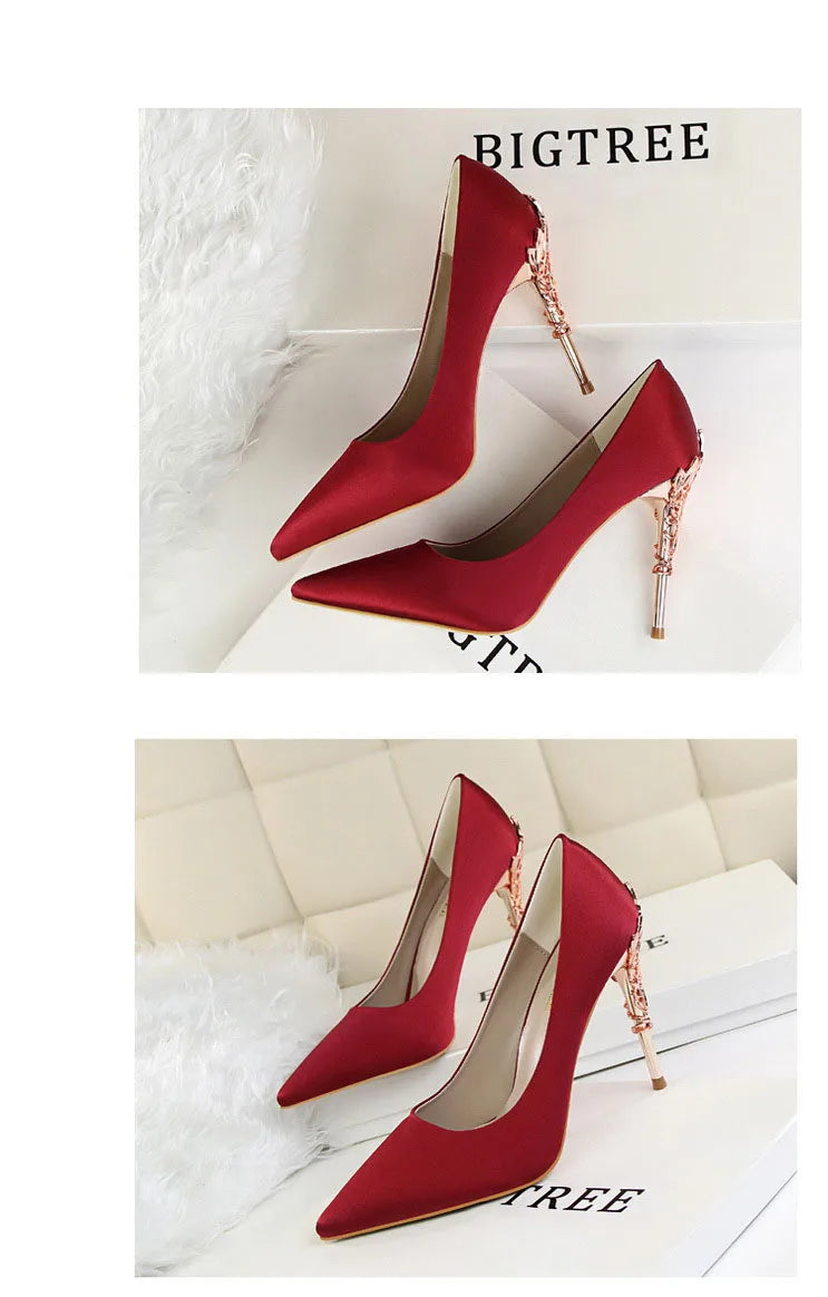 Metal Pointed Toe Thin Heel High Heels Variety Color Heels