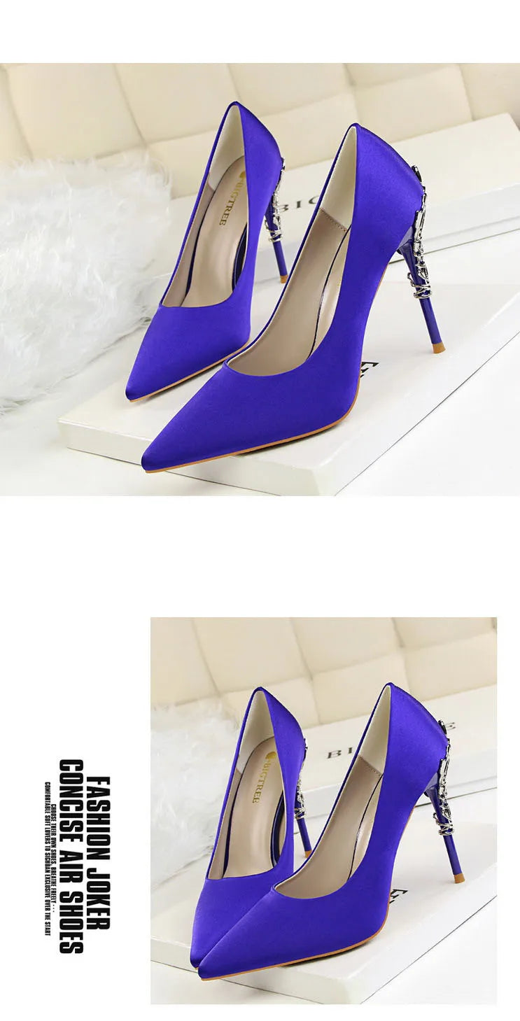 Metal Pointed Toe Thin Heel High Heels Variety Color Heels