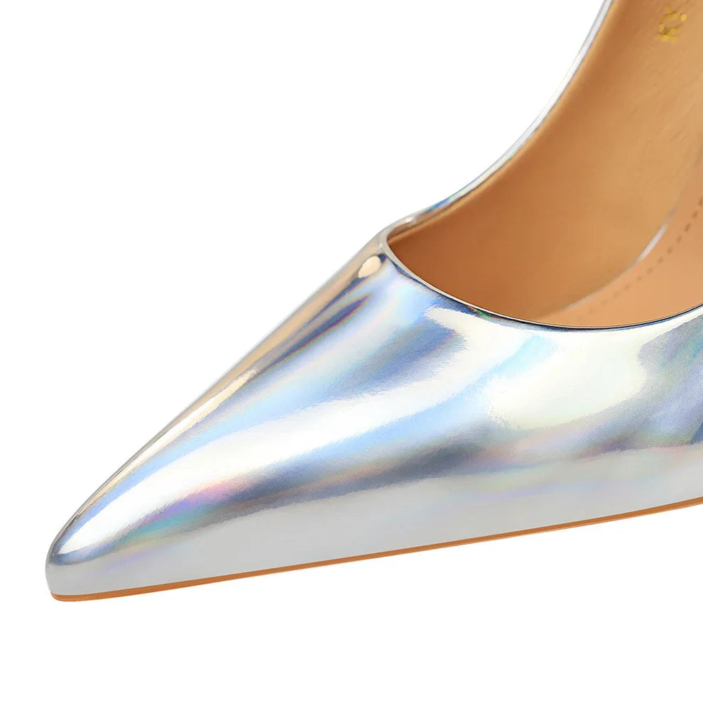 2023 Women 10.5cm High Heels Variety of Colors-Camel-Nude-Brown-Silver-Red-Champagne-Gold-/Luxury Glossy Stilettos