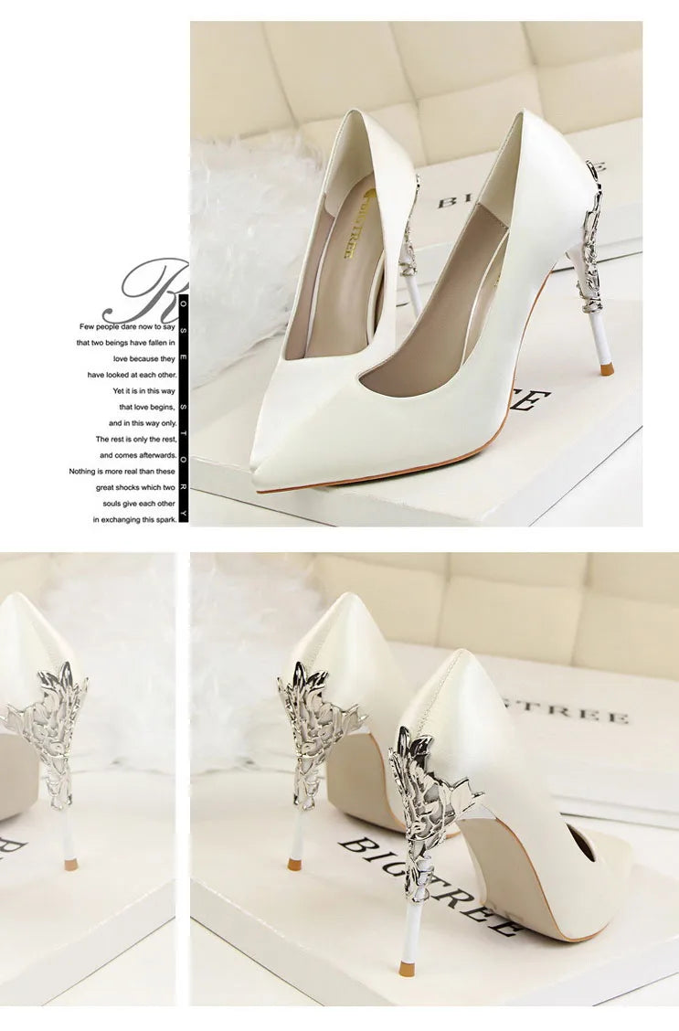 Metal Pointed Toe Thin Heel High Heels Variety Color Heels