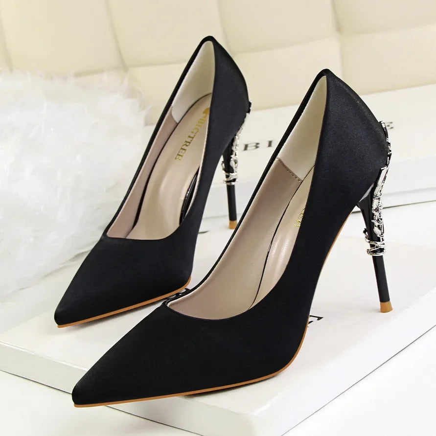 Metal Pointed Toe Thin Heel High Heels Variety Color Heels