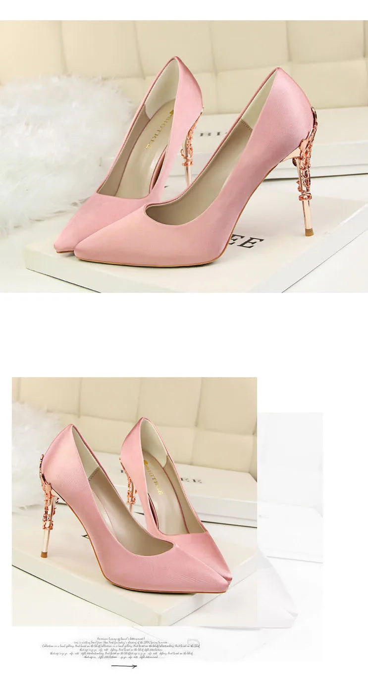 Metal Pointed Toe Thin Heel High Heels Variety Color Heels