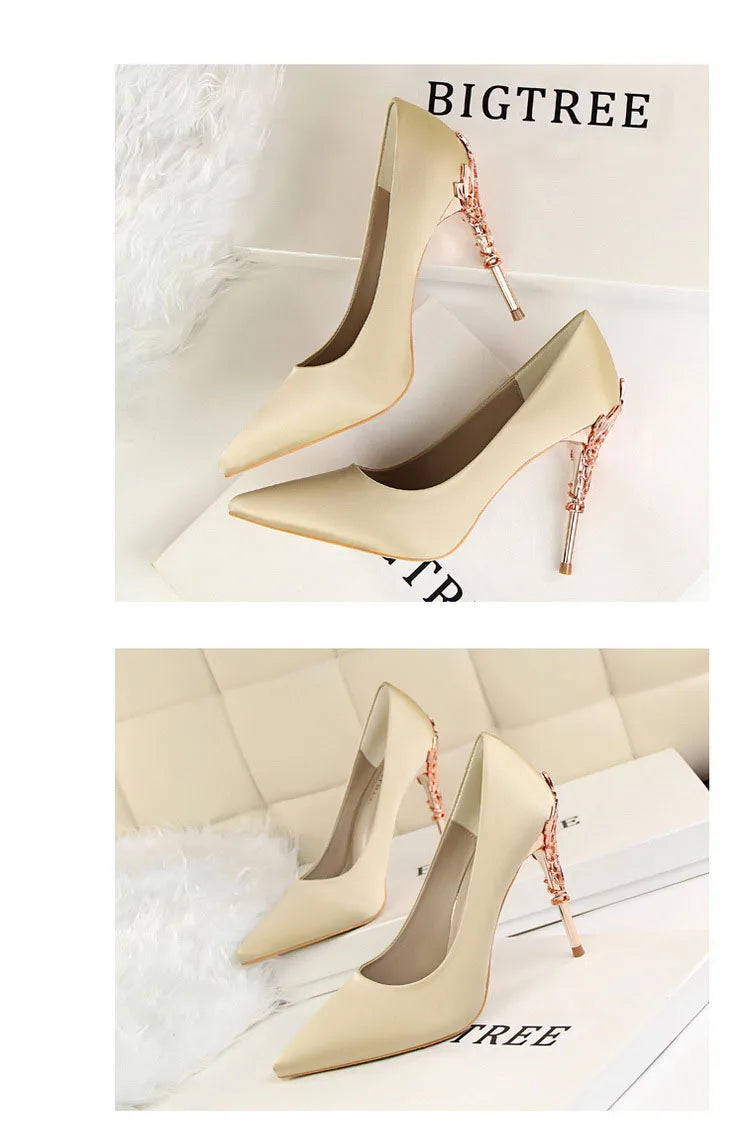 Metal Pointed Toe Thin Heel High Heels Variety Color Heels