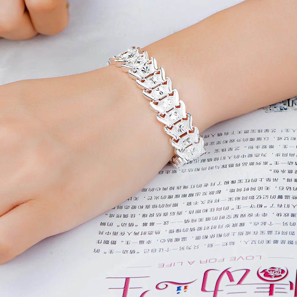 URMYLADY Beautiful Elegant wedding 925 silver women men chain Bracelet high quality fashion classic jewelry wholesale