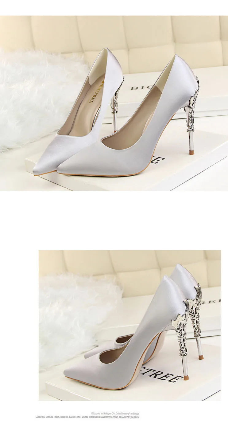 Metal Pointed Toe Thin Heel High Heels Variety Color Heels