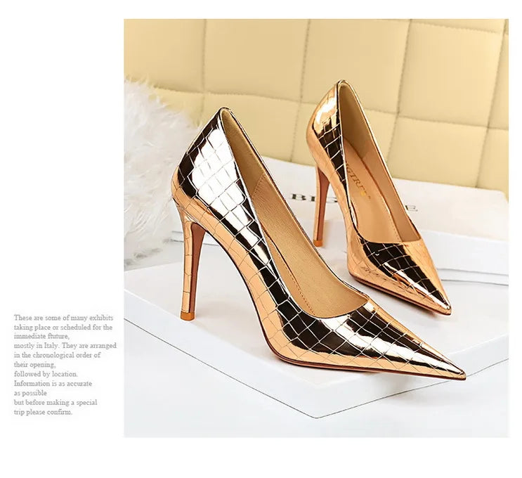 Metal Stone Pattern High Heels Variety Colors