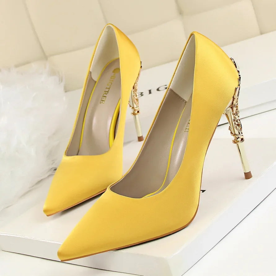 Metal Pointed Toe Thin Heel High Heels Variety Color Heels