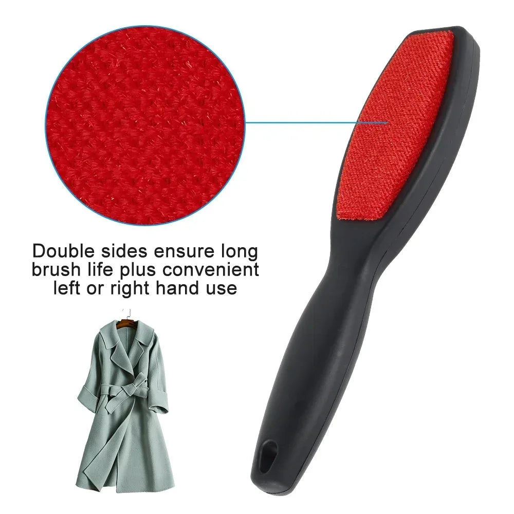 Brush with Black Handle- Double-Sided Lint Remover Brush, Pet Hair and Dust Cleaner for Clothing, Bedding, Upholstery Reusable