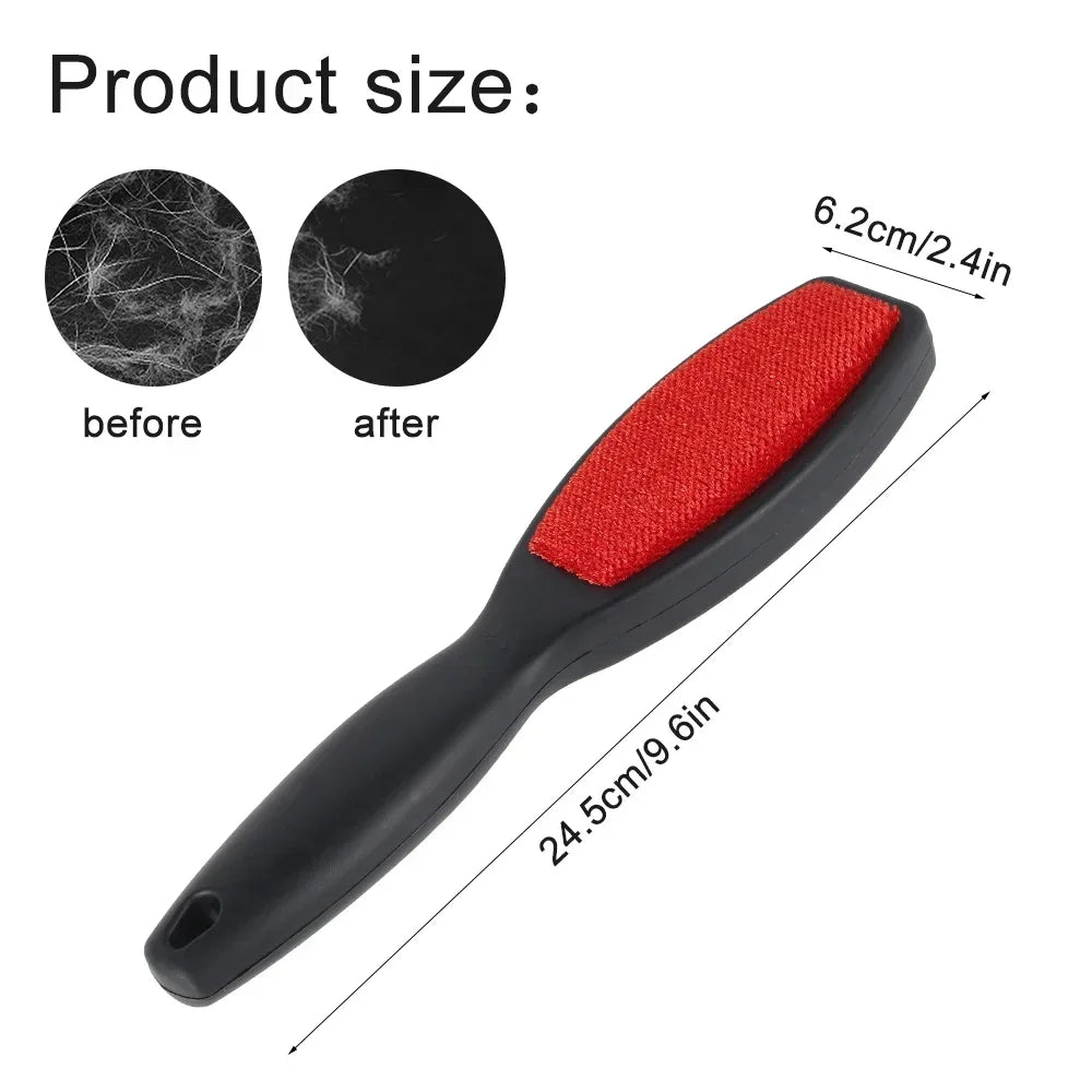 Brush with Black Handle- Double-Sided Lint Remover Brush, Pet Hair and Dust Cleaner for Clothing, Bedding, Upholstery Reusable