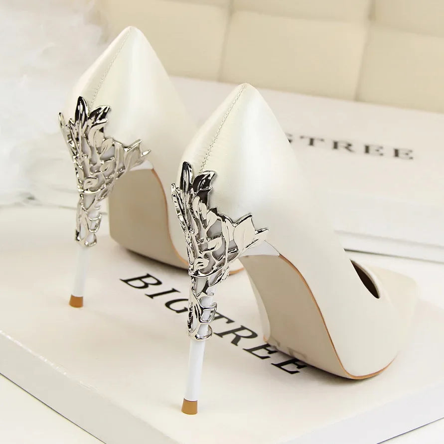 Metal Pointed Toe Thin Heel High Heels Variety Color Heels