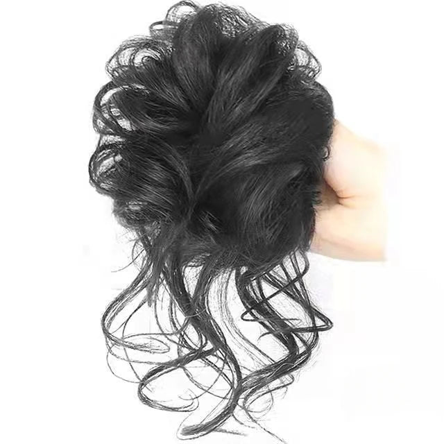 Moños de pelo sintético rizado desordenado a la moda con banda elástica para extensiones de cabello, moño para mujer, accesorios para el cabello, cubierta para el cabello