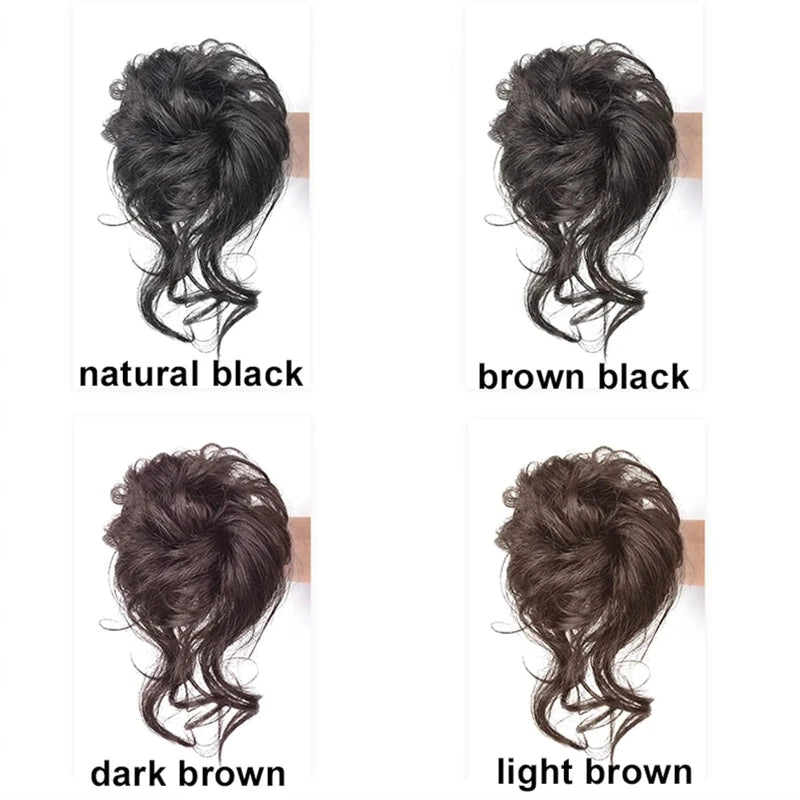 Moños de pelo sintético rizado desordenado a la moda con banda elástica para extensiones de cabello, moño para mujer, accesorios para el cabello, cubierta para el cabello