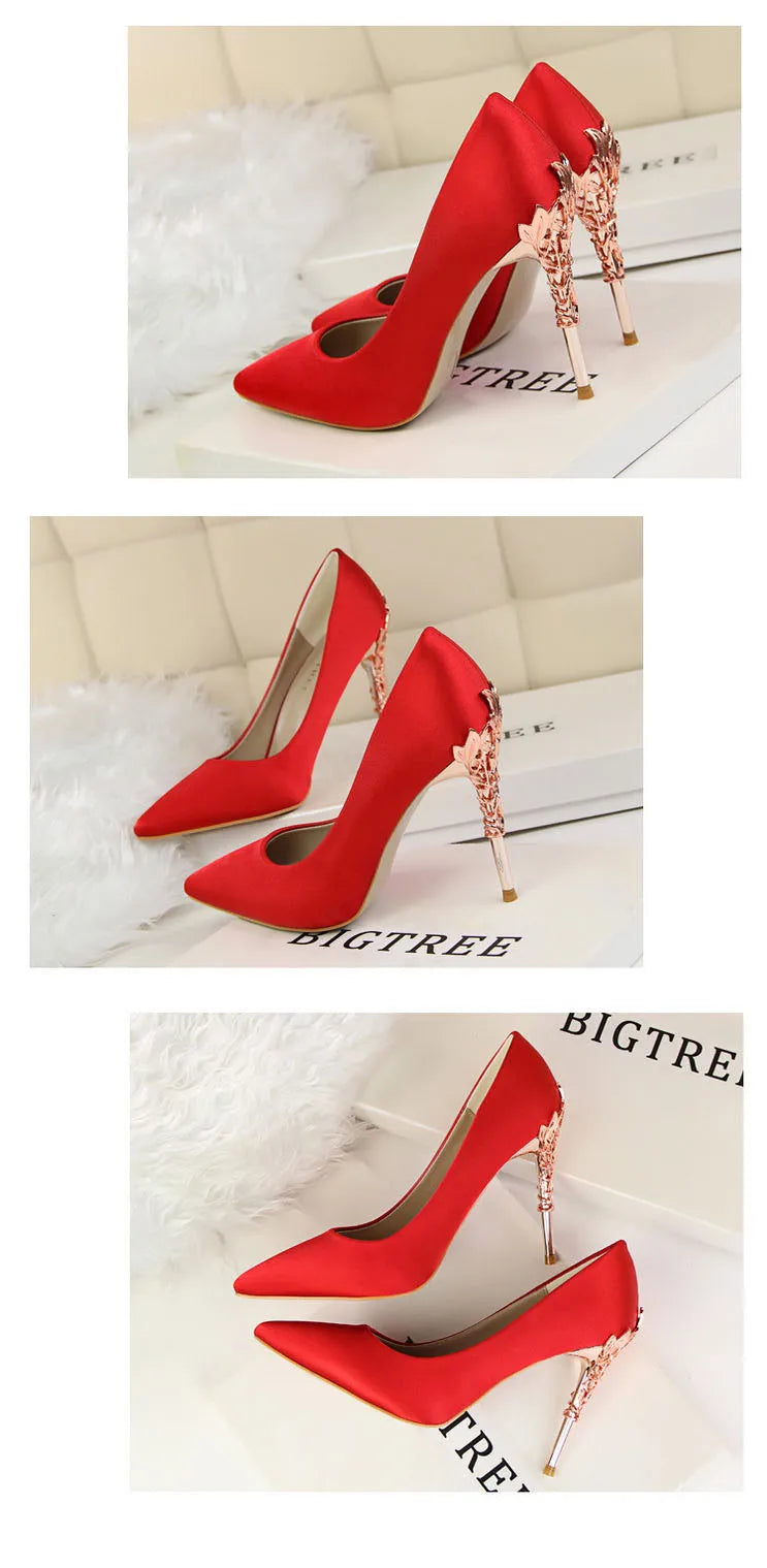 Metal Pointed Toe Thin Heel High Heels Variety Color Heels