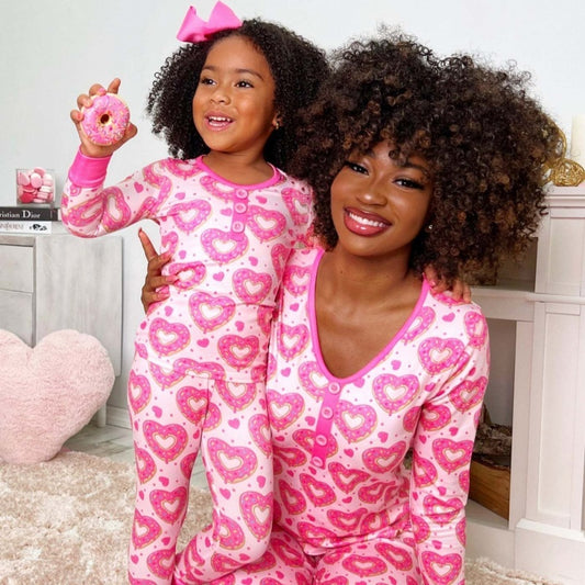 Pijamas de ocio con estampado de corazones para el día de San Valentín, ropa de belleza, traje para padres e hijos