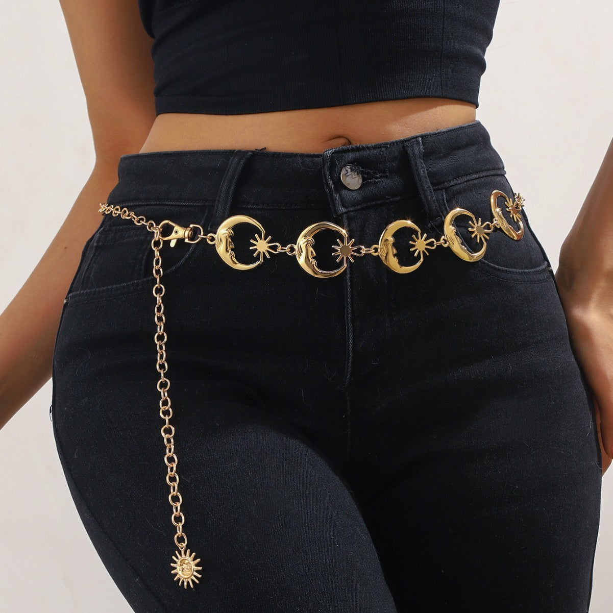 Crescent Waist Chain Tassel Multi-layer Chain Adjustable