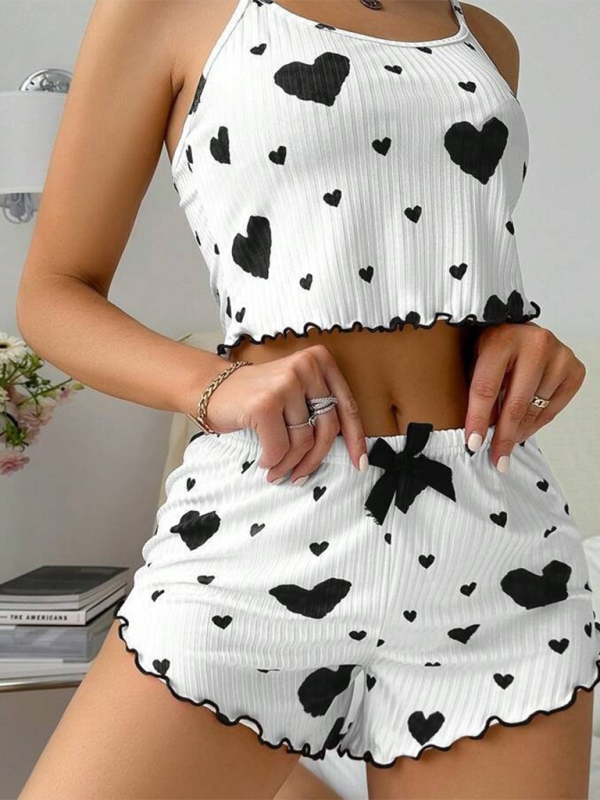 Lingerie Love Print Sweet Suspender Shorts Set