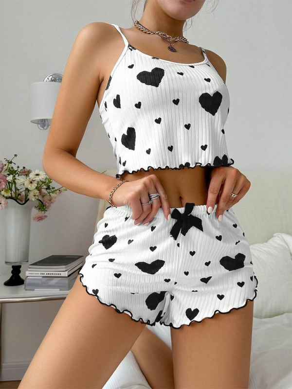 Lingerie Love Print Sweet Suspender Shorts Set