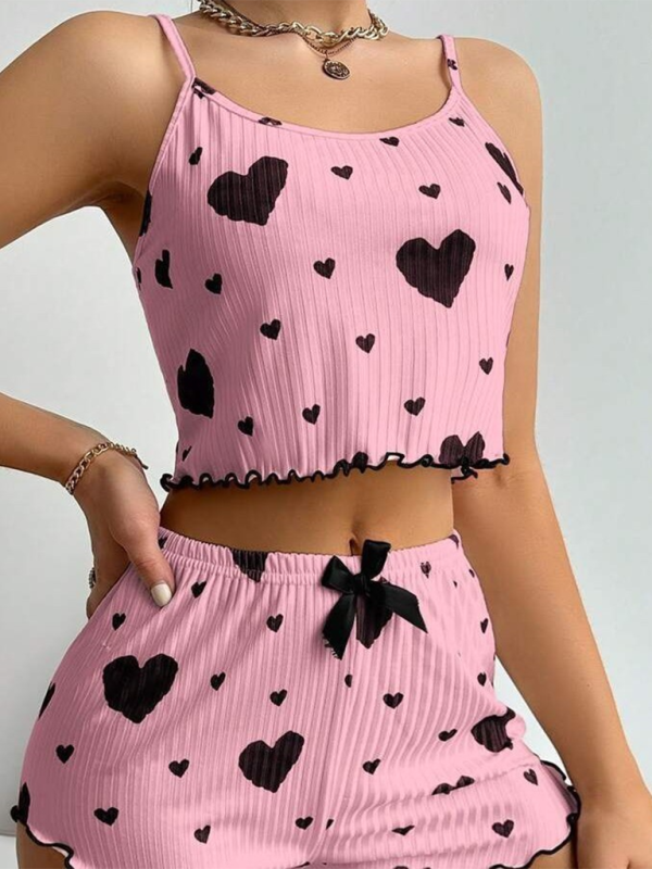 Lingerie Love Print Sweet Suspender Shorts Set