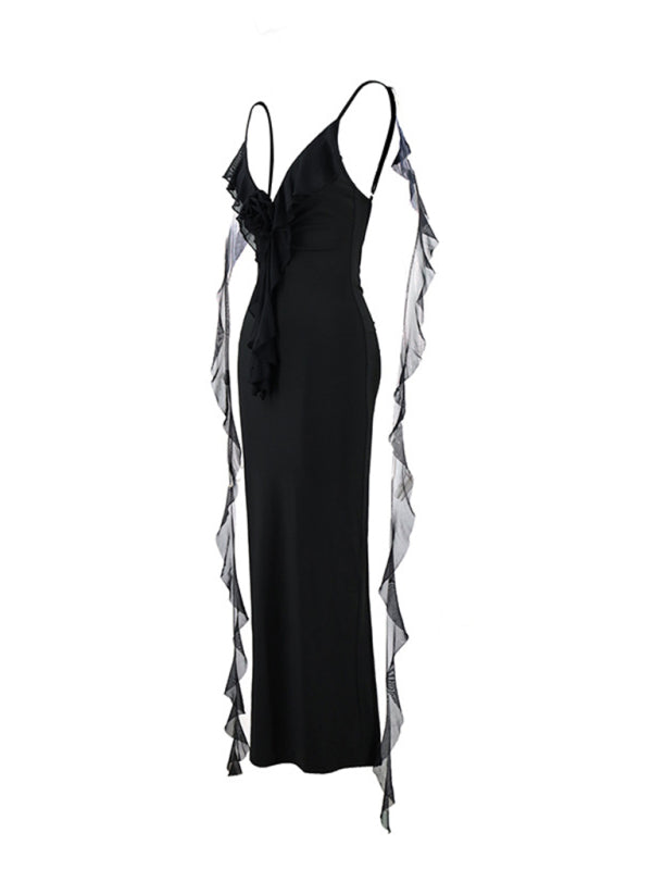 Sexy dress V-neck backless slim shoulder fishtail evening dress