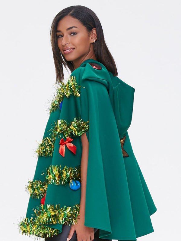 Holiday Costume Hooded Christmas Tree Cape