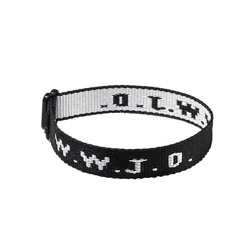 Letter jacquard printed wrist strap bracelet webbing unisex