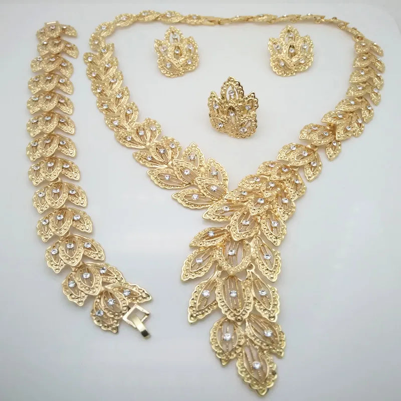 Kingdom Ma Fashion Dubai jewelry set Nigerian gold Color jewelry set African beads jewelry set  Jewelry set