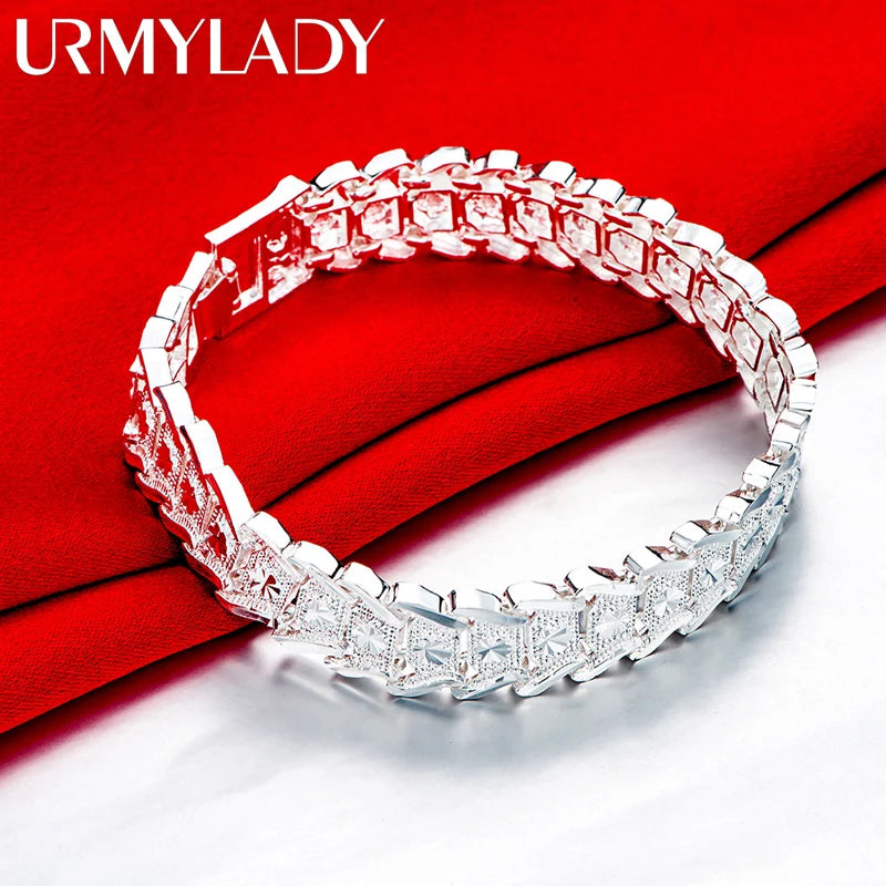 URMYLADY Beautiful Elegant wedding 925 silver women men chain Bracelet high quality fashion classic jewelry wholesale