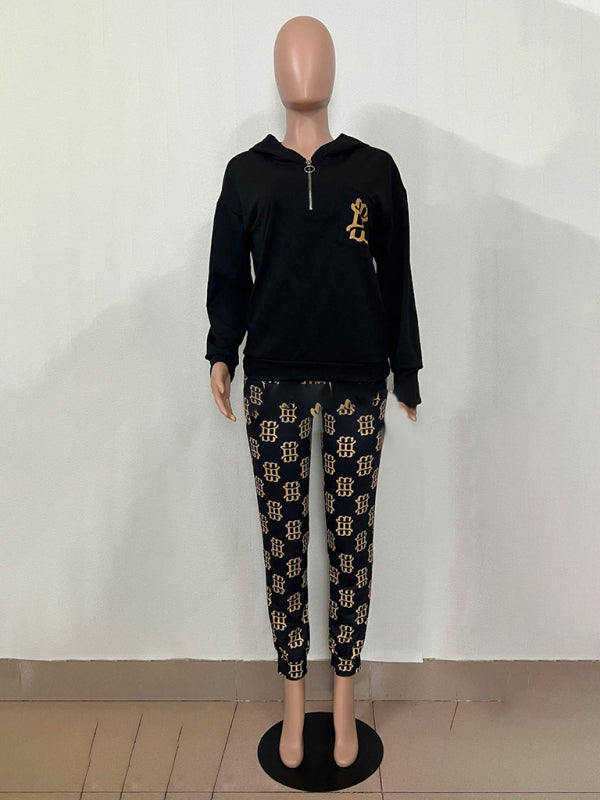 Printed long-sleeved trousers set High-quality sweater set