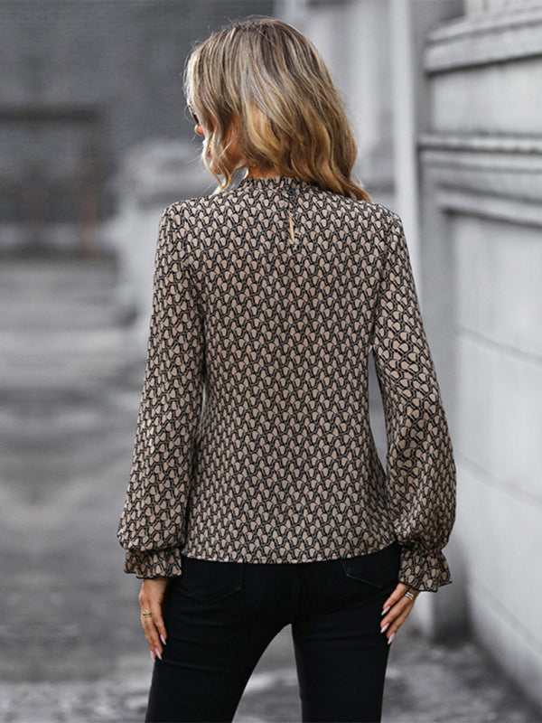 Women's Autumn and Winter Long Sleeve Long Sleeve Slim Leopard Print Shirt